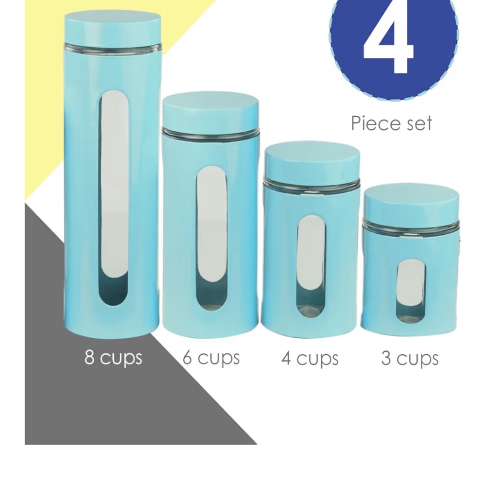 Set of 4 Glass & Metal Cannisters - Picture 4 of 5